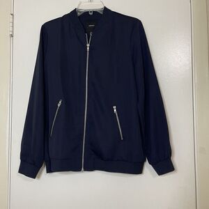 Forever 21 navy blue full zip bomber jacket size medium